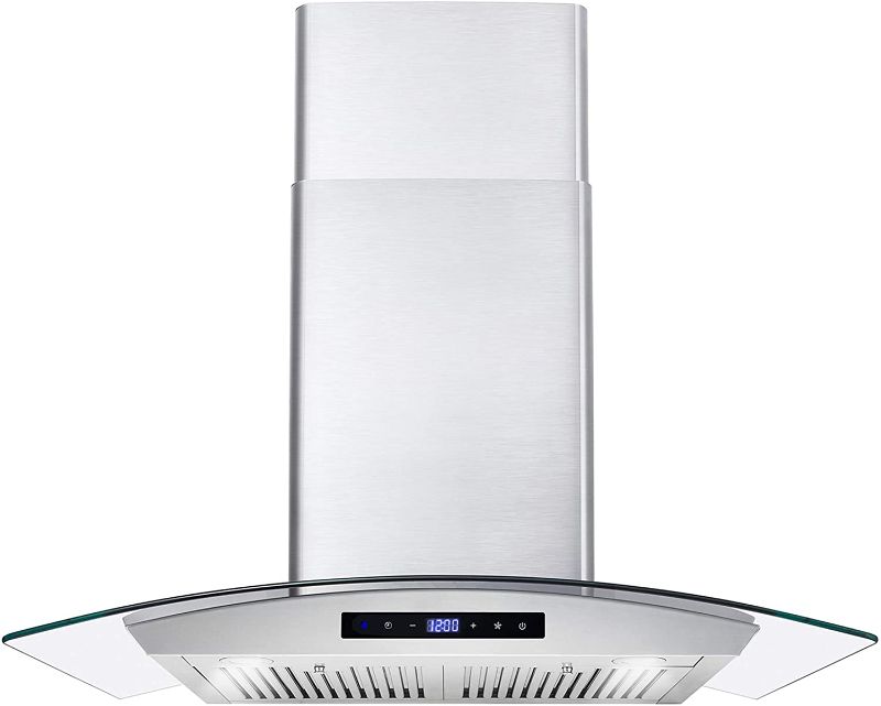 Photo 1 of 30 in. Ducted Wall Mount Range Hood in Stainless Steel with Touch Controls, LED Lighting and Permanent Filters