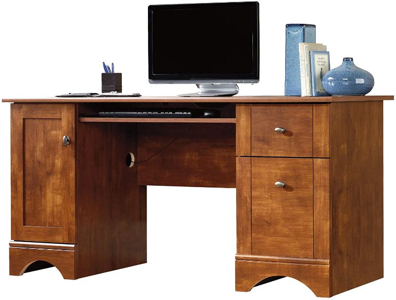 Photo 1 of Sauder Computer Desk, Brushed Maple finish
//missing some  hardware 