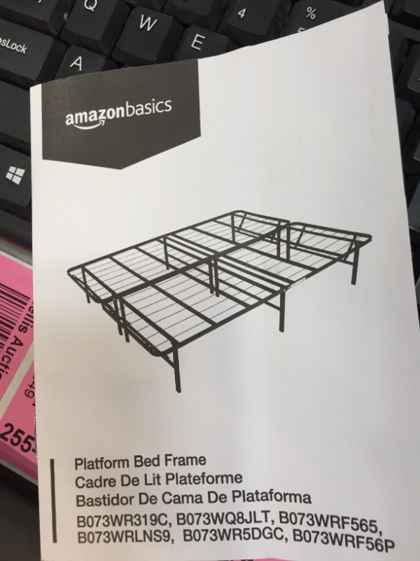 Photo 3 of Amazon Basics Foldable, 18" Black Metal Platform Bed Frame with Tool-Free Assembly, No Box Spring Needed - Twin