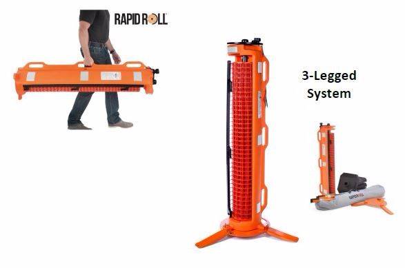 Photo 1 of 2020 ACCESS SUPPLY RR-FS-50-OR 50 3-LEGGED SYSTEM 
orange raised profile fencing 4 x orange posts with end lockout, in a post carry bag and 4 rubber bases Steel cartridge base Overall Size:64''HIGHT, 40''WIDTH, 48''LENGTH INCOMPLETE