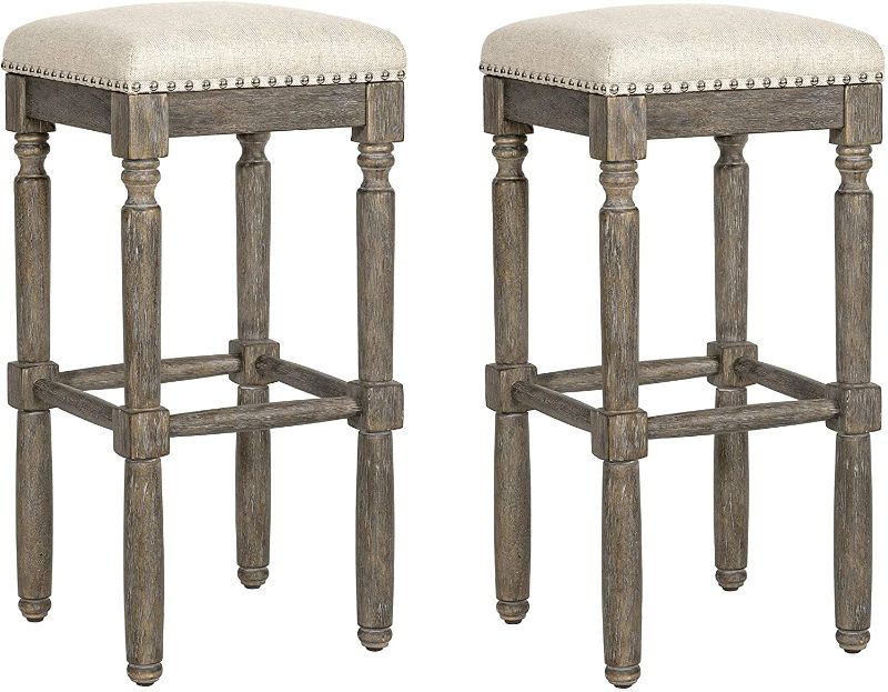 Photo 1 of Ball & Cast Kitchen Counter Pub-Height Barstool 30 Inch Seat Height Taupe with Brush Grey Set of 2