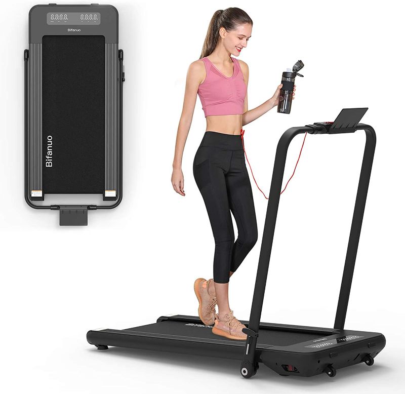 Photo 1 of BiFanuo 2 in 1 Folding Treadmill, Smart Walking Running Machine with Bluetooth Audio Speakers, Installation-Free?Under Desk Treadmill for Home/Office Gym Cardio Fitness
