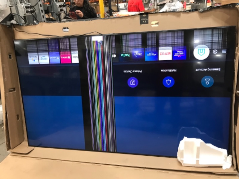 Photo 1 of BROKEN SCREEN** SOLD FOR PARTS ONLY** 
SAMSUNG 85-Inch Class QLED Q70A Series - 4K UHD Quantum HDR Smart TV with Alexa Built-in (QN85Q70AAFXZA, 2021 Model)
