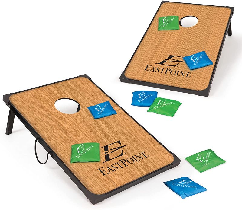 Photo 1 of EastPoint Sports Cornhole Game Set Bean Bag Toss MDF - 2' W x 3' L - Built-In Storage, Convenient Carry Handles and 8 Premium Bean Bags
