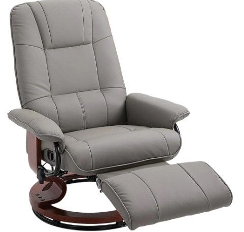 Photo 1 of Grey PU Leather Adjustable Swivel Recliner Chair
by HomCom