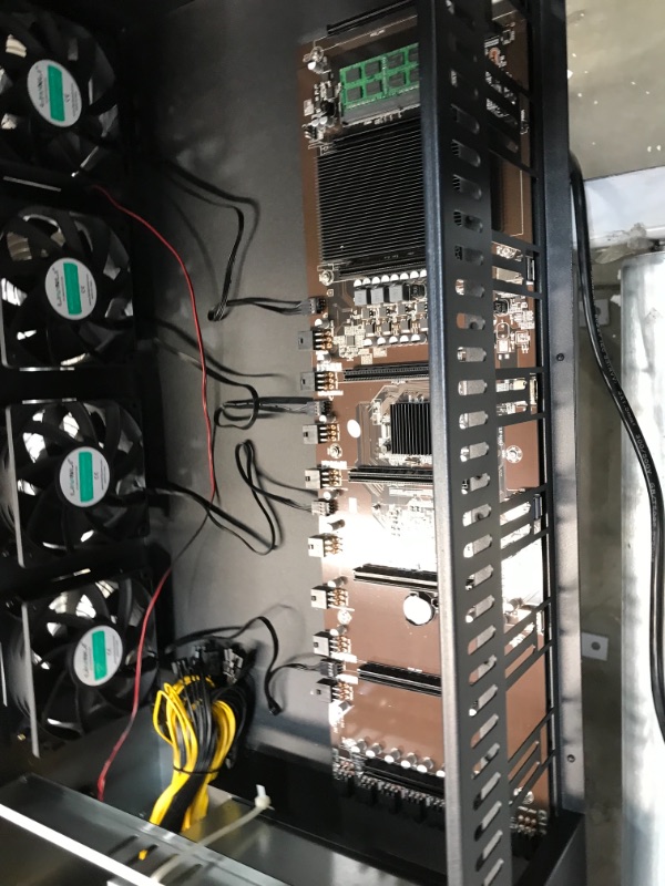 Photo 9 of MLLIQUEA 8 GPU Mining Rig Frame, Mining Machine System & Platform, Barebone Motherboard for BTC/ETH/ZEC with 4 Cooling Fans, Mining Frame Case with SSD, RAM (Without PSU/GPU)
