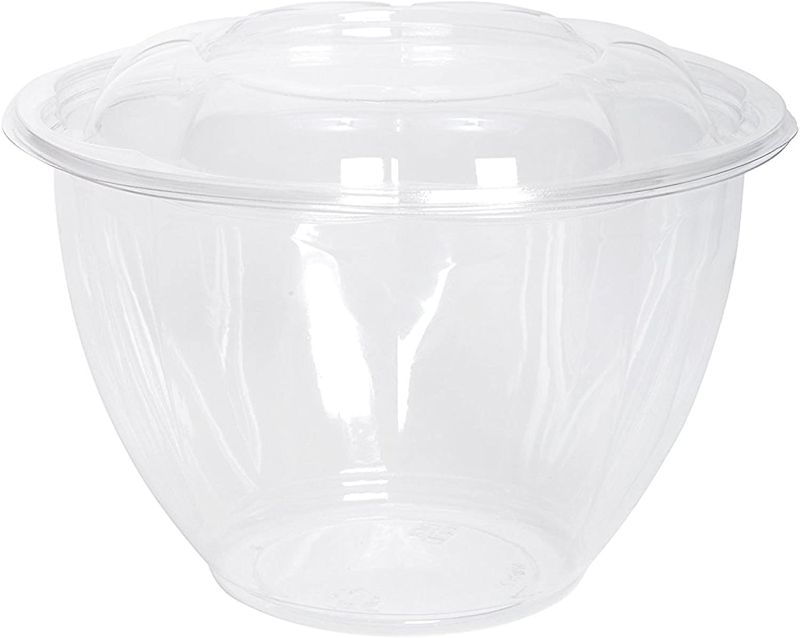 Photo 1 of [50 Sets] 48 oz. Plastic Salad Bowls To Go With Airtight Lids