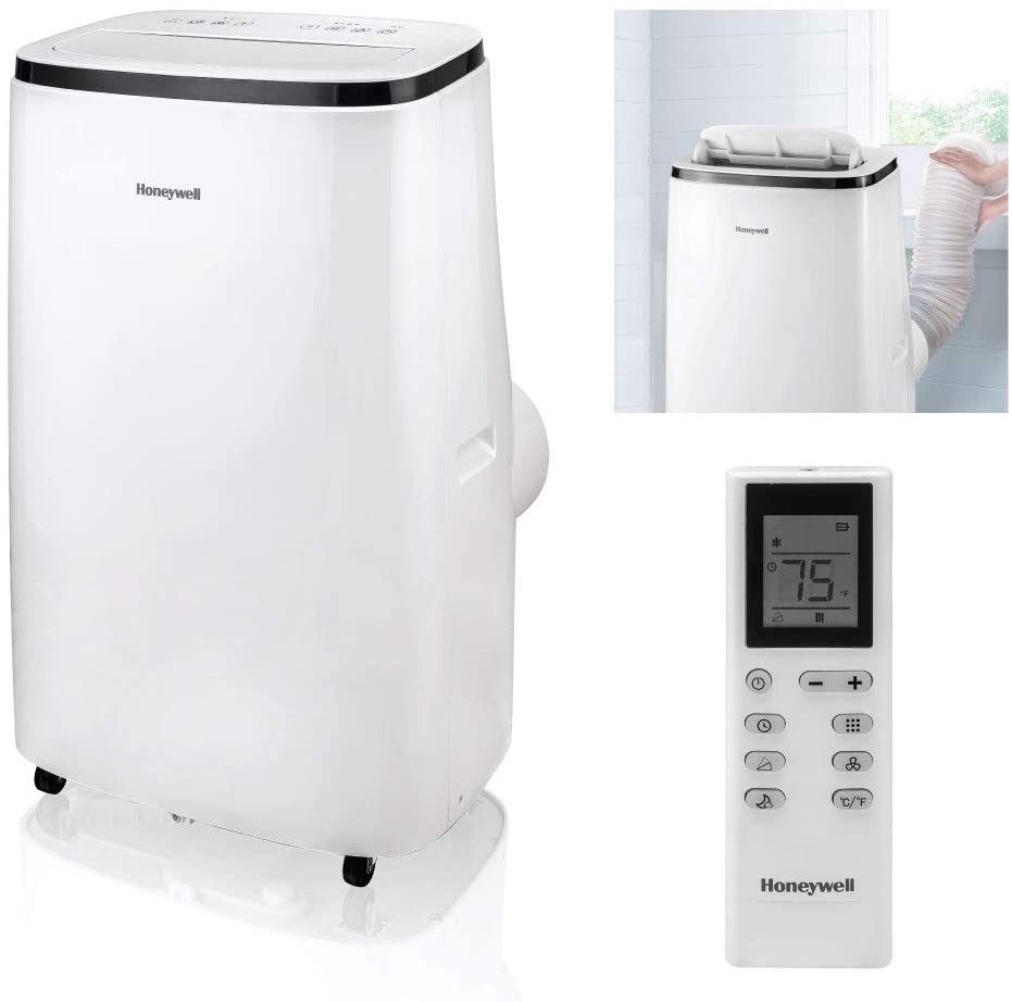 Photo 1 of Honeywell 15,000 BTU Portable Air Conditioner with Dehumidifier & Fan Cools Rooms Up To 775 Sq. Ft. with Remote Control, HJ5CESWK0, White/Black