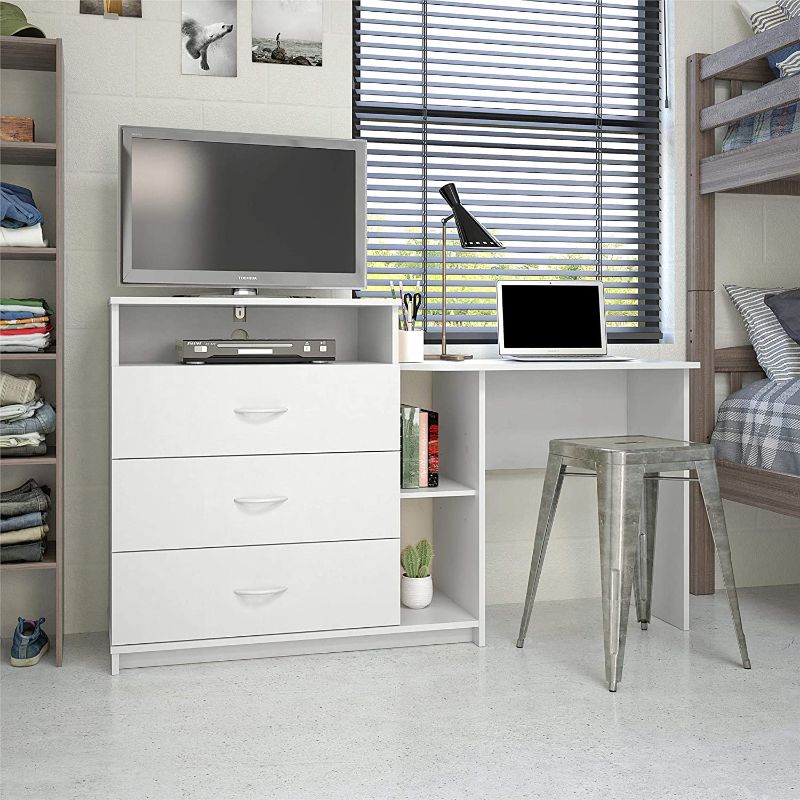 Photo 1 of Ameriwood Home Rebel 3 in 1 Media Desk Combo, White Dresser