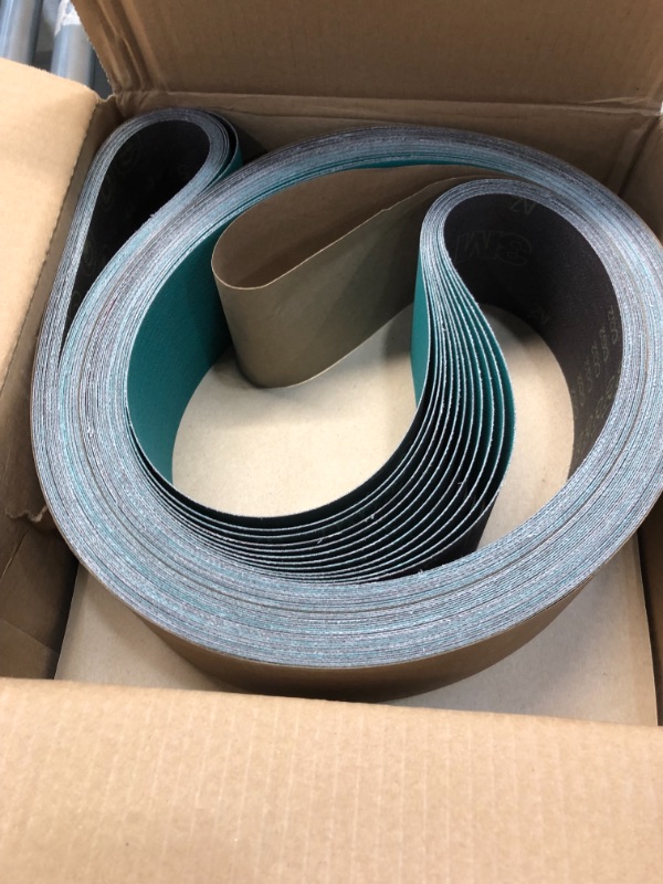 Photo 2 of 3M Cloth Belt 577F, Alumina Zirconia, Wet/Dry, 4" Width x 132" Length, 120 Grit, Green (Pack of 25)