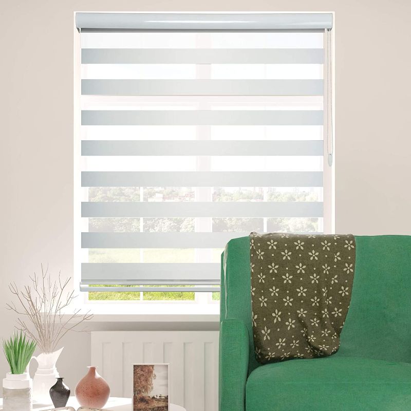 Photo 1 of  Windows Dual Layer Zebra Roller Light Filtering Sheer Shades Window Treatments Privacy Light Control for Day and Night (White Color) (Width 24inch)
//loosed components //missing hardware //stain spots 