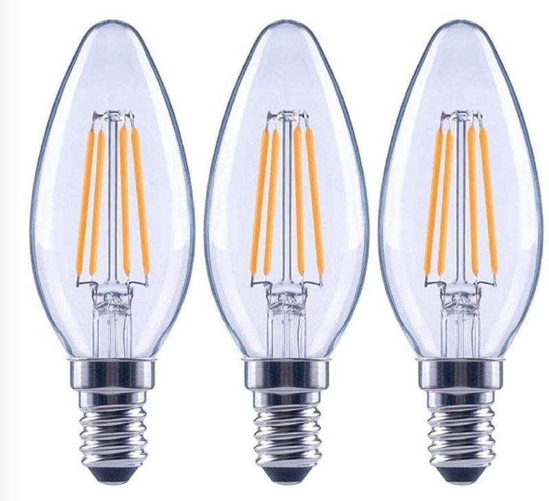 Photo 1 of 60-Watt Equivalent B11 Dimmable ENERGY STAR Clear Glass Filament LED Vintage Edison Light Bulb Soft White (3 PER 4-Pack)
