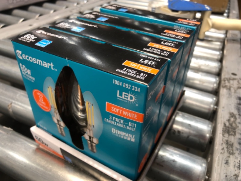 Photo 2 of 60-Watt Equivalent B11 Dimmable ENERGY STAR Clear Glass Filament LED Vintage Edison Light Bulb Soft White (3 PER 4-Pack)