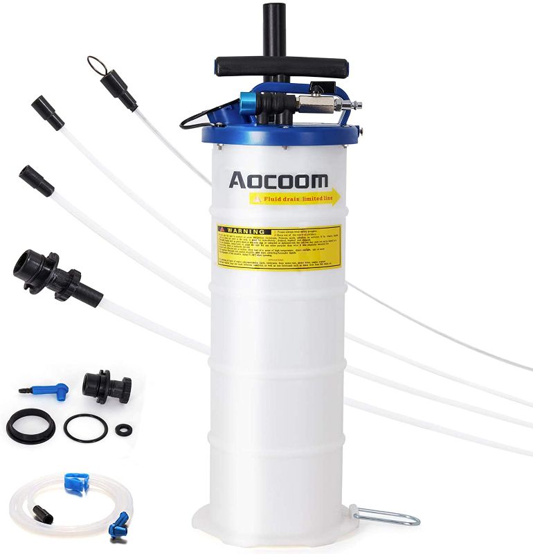 Photo 1 of Aocoom 6.5 Liter Oil Changer Vacuum Transmission Fluid Extractor Pneumatic/Manual Fluid Evacuator with Pump Tank Remover and Brake Bleeding Hose Engine Oil Change & Fluid Change Tool
//USED //DIRTY //MISSING SOME PARTS