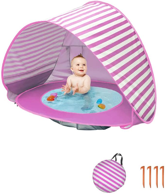 Photo 1 of Bycc Bynn Baby Beach Tent, Pop Up Portable Beach Canopy, UV Protection Sun Shelter with Pool for Infant (Stripe-Pink)
//MISSING ANCHORS