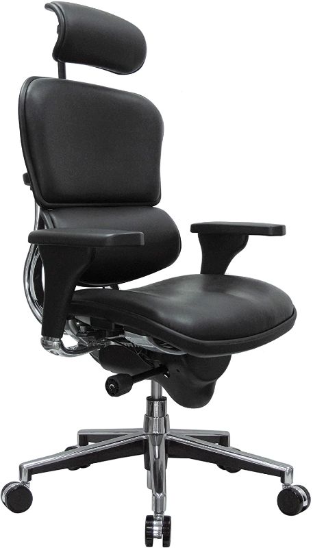 Photo 1 of Eurotech Seating Ergohuman High Back Leather Swivel Chair, Black
//loosed hardware //missing some hardware 