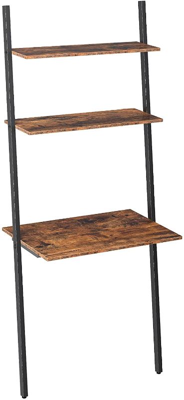 Photo 1 of HOOBRO Ladder Computer Desk, Small Home Office Writing Desk with Bookshelf, Industrial Ladder Shelf, Sturdy Metal Frame, Space-Saving Workstation, Easy Assembly, Rustic Brown BF72DN01
//loosed hardware 