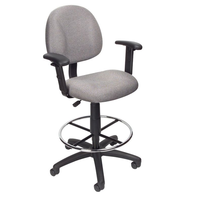 Photo 1 of Boss Ergonomic Works Adjustable Drafting Chair with Adjustable Arms and Removable Foot Rest, grey
