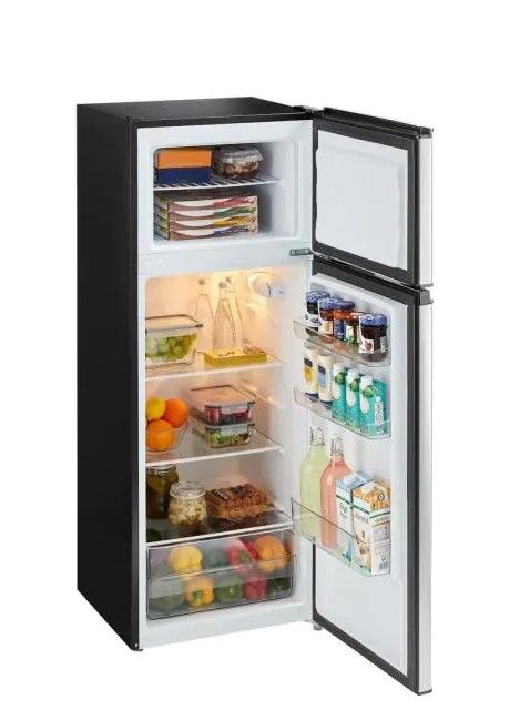 Photo 1 of 7.1 cu. ft. Top Freezer Refrigerator in Stainless Steel Look
