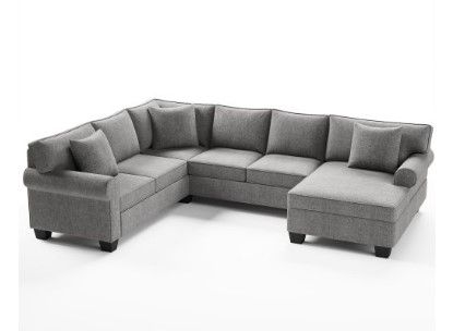 Photo 1 of  Sectional Sofa Upholstered Rolled Arm&nbsp;Classic Chesterfield Sectional Sofa 3 Pillows Included
INCOMPLETE // BOX 2 OF 3 