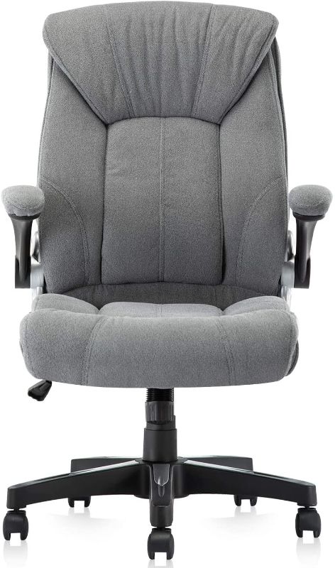 Photo 1 of  Velvet Fabric Executive Office Chair Computer Desk Chair Ergonomic Adjustable Racing Chair Task Swivel Chair Armrest and Lumbar Support (Grey)
