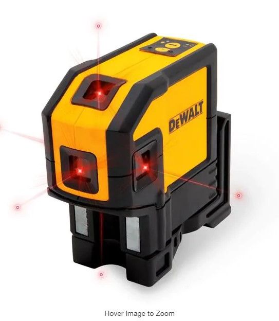 Photo 1 of 165 ft. Red Self-Leveling 5-Spot & Horizontal Line Laser Level with (3) AA Batteries & Case
AS IS USED