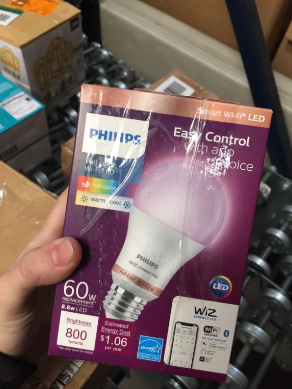 Photo 3 of Color and Tunable White A19 LED 60-Watt Equivalent Dimmable Smart Wi-Fi Wiz Connected Wireless Light Bulb
2 LIGHT BULBS 