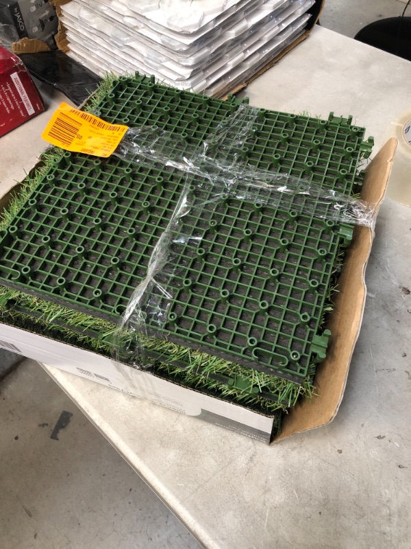 Photo 2 of 1 ft. x 1 ft. Artificial Grass Interlocking Tiles (9-Pack)