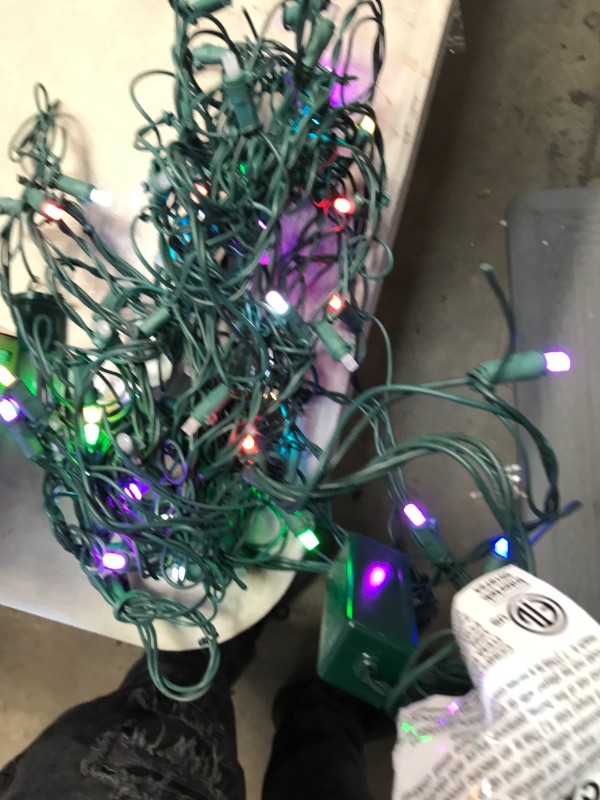 Photo 2 of 48 in. H x 66 in. W 72-Light LuxeSparkle Multi Color Christmas Net Light with Green Wire
