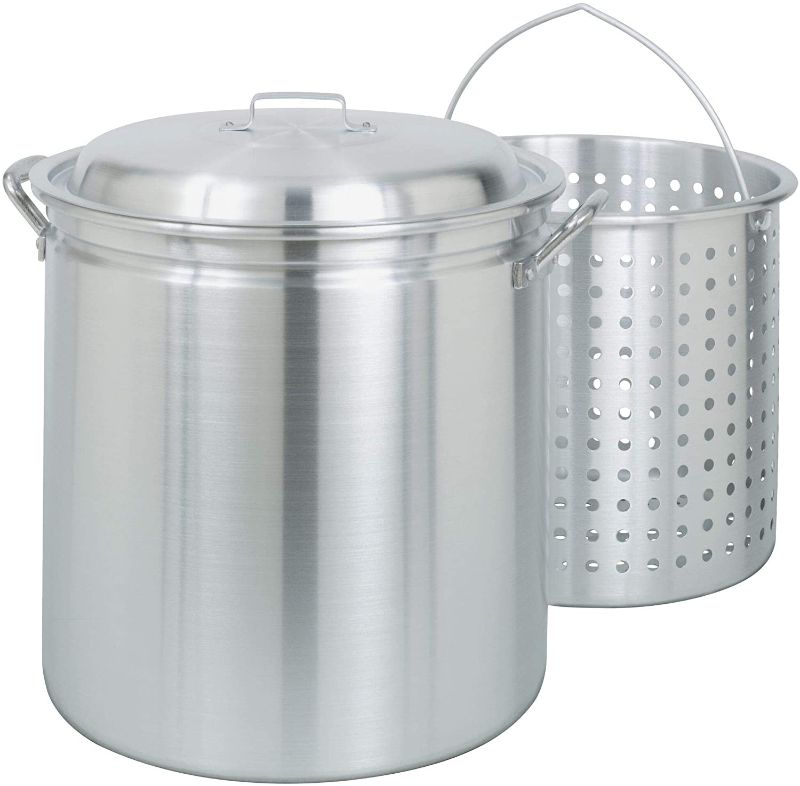 Photo 1 of Bayou Classic 4042 42-Quart All-Purpose Aluminum Stockpot with Steam and Boil Basket
