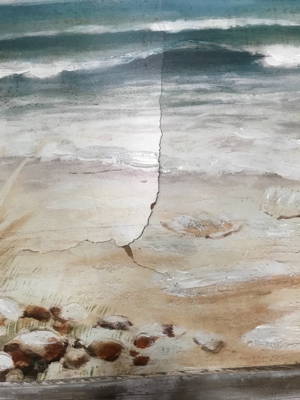 Photo 1 of Abstract Beach Painting Wall Art: Seashore Artwork Hand Painted Coastal Picture on Canvas for Office (45” x 30” x 1 Panel)
