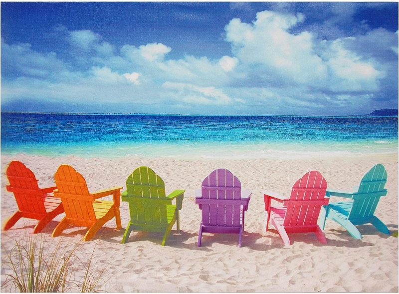 Photo 1 of *SEE last picture for damage* 
Oriental Furniture Beach Chairs Canvas Wall Art, 30" x 60"
