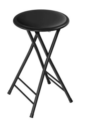 Photo 1 of *SEE last picture for damage* 
24 in. Black Round Metal Folding Stool with 300 lbs. Capacity - Folding Chair
