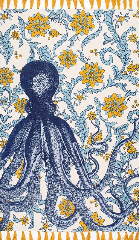 Photo 1 of *USED*
nuLOOM Thomas Paul Printed Flatweave Cotton Giant Octopus Area Rug, 3' x 5', Multi
