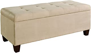 Photo 1 of (PUNCTURED LID) 
Linon Carmen Shoe Storage Ottoman, 20" x 48" x 20", Beige