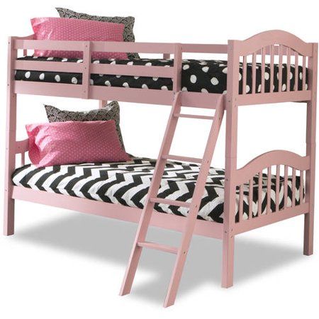Photo 1 of (BOX 1 OF 2) 
(THIS IS NOT A COMPLETE BED SET) 
Storkcraft Long Horn Twin Over Twin Solid Hardwood Bunk Bed Pink

