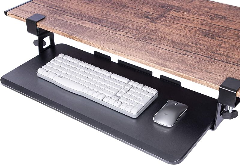 Photo 1 of  Large Clamp-On Keyboard Tray) - Under Desk Comfort Keyboard Drawer, Easy to Use with Sliding Under Desk Keyboard and Mouse Platform 