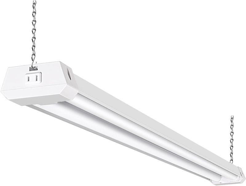 Photo 1 of hykolity 5000K LED Shop Light Linkable, 4FT Daylight 42W LED Ceiling Lights for Garages, Workshops, Basements,hanging or FlushMount, Power Cord W/ Built-in ON/Off Switch, 4200lm, ETL- 1 Pack