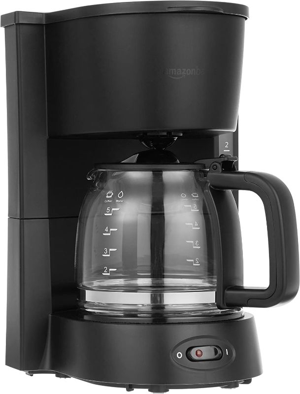 Photo 1 of Amazon Basics 5-Cup (25 Oz) Coffeemaker with Glass Carafe and Reusable Filter, Black