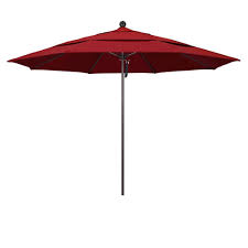 Photo 1 of 11 ft. Market Patio Umbrella with Push Tilt and Crank in Red
