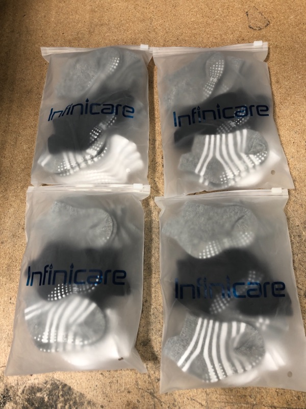 Photo 2 of 4 Packs of Infinicare Non-Slip Grip Baby Socks - Anti Skid Infant Baby Ankle Socks Low Cut for Infants Toddlers Kids Girls Boys (9 Pairs, 0-6 Months)