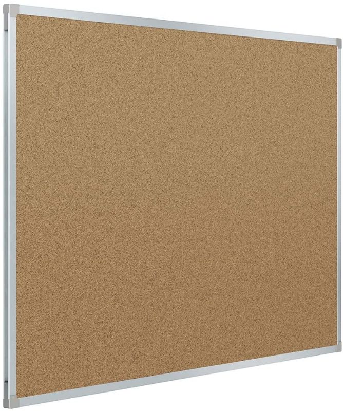 Photo 1 of Mead Corkboard, Framed Bulletin Board, 2' x 1.5', Cork Board, Aluminum Frame (85360) , Brown
