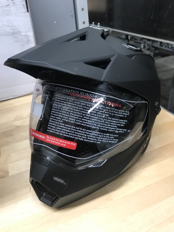 Photo 2 of 1Storm Dual Sport Motorcycle Motocross Off Road Full Face Helmet Dual Visor Matt Black (Medium)
