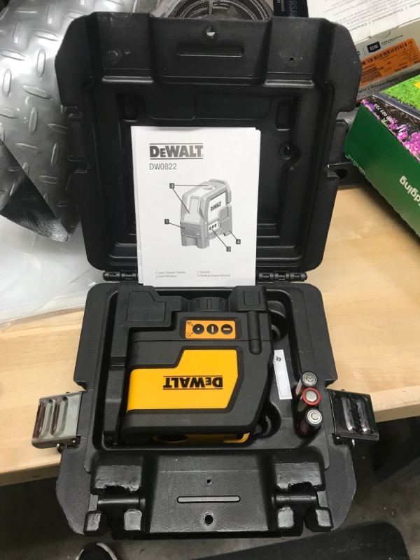 Photo 2 of ***PARTS ONLY*** DEWALT - 165 ft. Red Self-Leveling Cross-Line and Plumb Spot Laser Level with (3) AAA Batteries & Case ***PARTS ONLY***