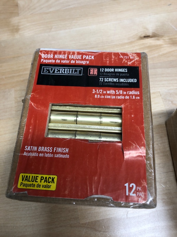 Photo 1 of 3-1/2 in. Satin Brass 5/8 in. Radius Door Hinges Value Pack (12-Pack)
