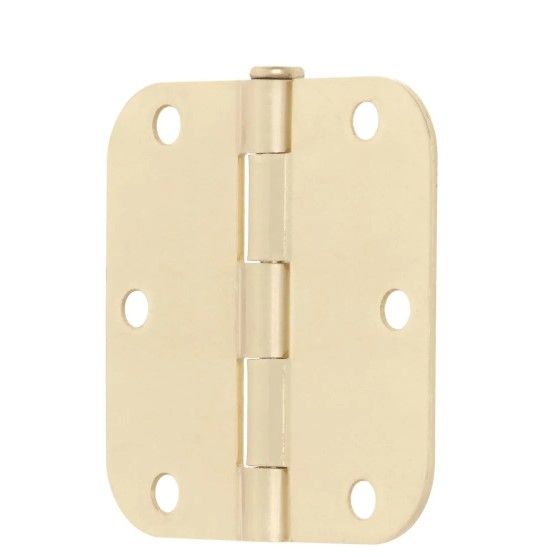 Photo 1 of 3-1/2 in. Satin Brass 5/8 in. Radius Door Hinges Value Pack (12-Pack)
