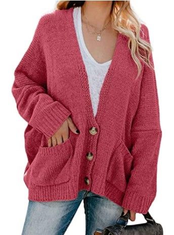 Photo 1 of BLENCOT Women's Autumn Full Sleeve Solid Color Button Down Cardigan Thin Knitted Open Sweaters Outwear, Large
