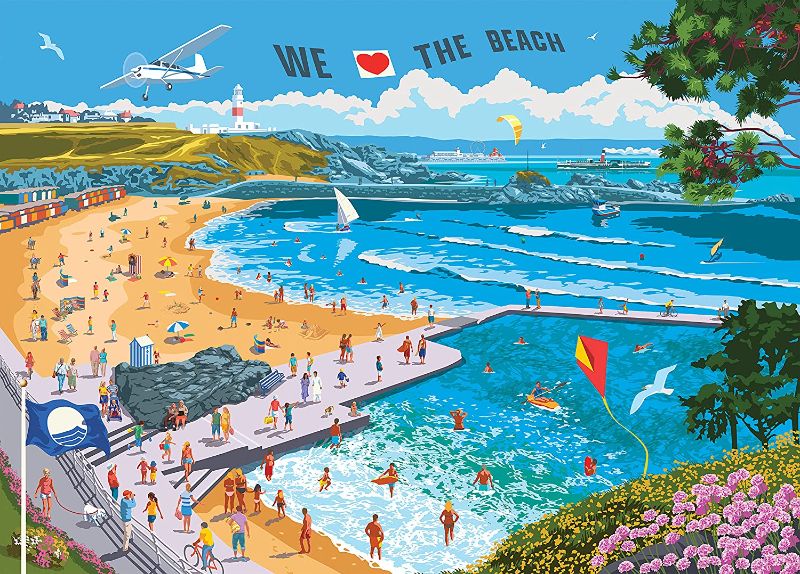 Photo 1 of 2 PACK, Colorcraft Puzzles - We Love The Beach - 1000 Piece Jigsaw Puzzle - Themed Collections - Premium Puzzles for Adults - Bonus Poster Included - 27" x 19" (70 cm x 50 cm)