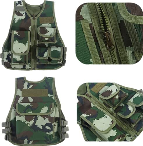 Photo 1 of Xbgozly Children Kids Tactical Vest Outdoor Shooting Hunting Combat Vest Adjustable Kids Training Military Army Vest, Small
