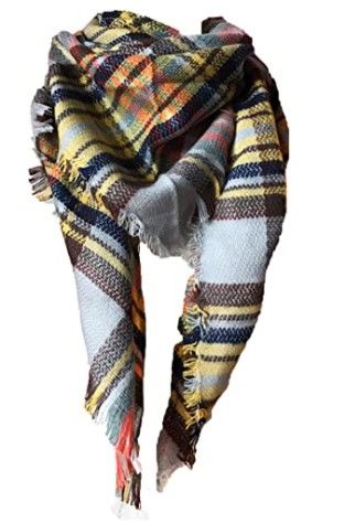 Photo 1 of **SET OF 2**
Wander Agio Womens Warm Long Shawl Winter Wraps Large Scarves Knit Cashmere Feel Plaid Triangle Scarf